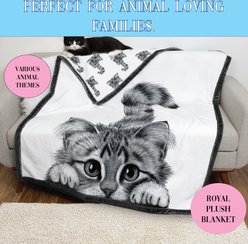 Pavilion Plush Cat Blanket, 50 x 60-in, Black/White