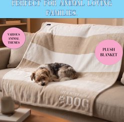 Pavilion Plush Dog Blanket, 50 x 60-in, Tan/White
