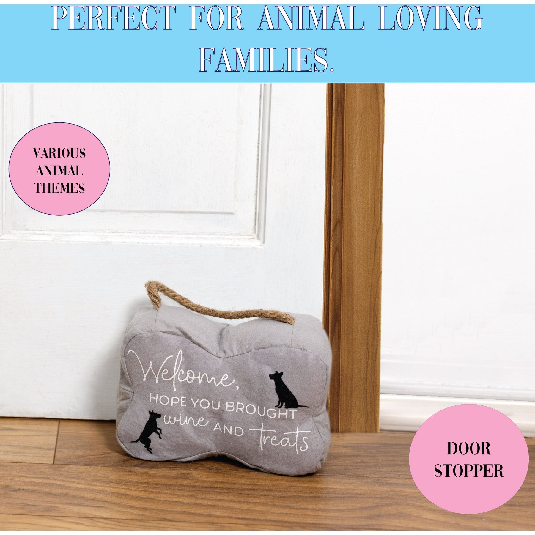 Pavilion Welcome Door Stopper Memorial Keepsake, Grey/White