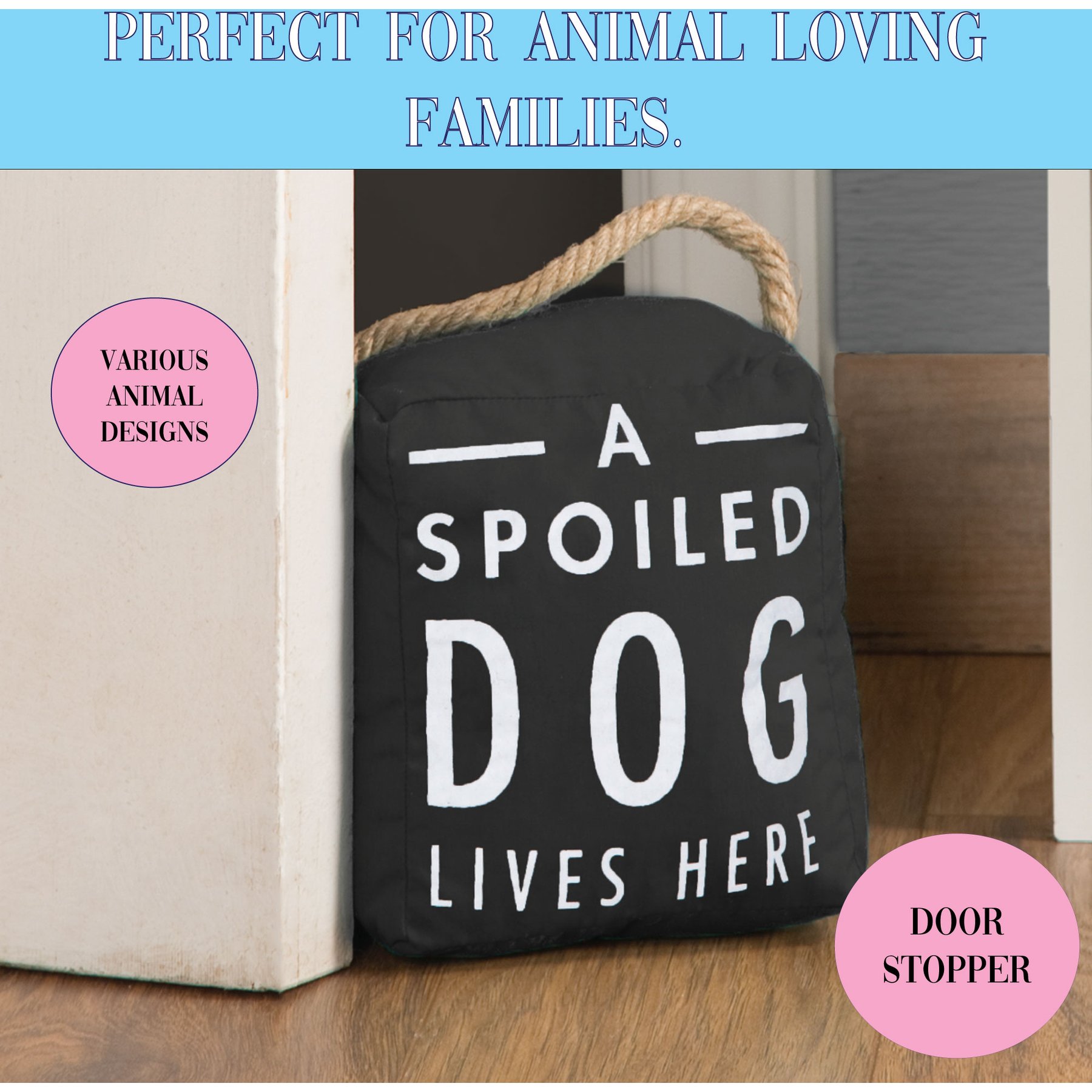 Pavilion Spoiled Dog Door Stopper Memorial Keepsake, Grey/White