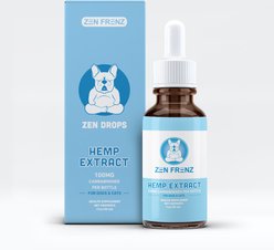 Zen Frenz Zen Drops 100MG Premium Broad Spectrum Hemp Extract Calming Liquid Supplement for Pets, 1-fl oz bottle