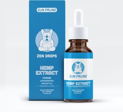 Zen Frenz Zen Drops 250MG Premium Broad Spectrum Hemp Extract Calming Liquid Supplement for Pets, 1-fl oz bottle
