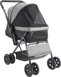 jansno Foldable 4 Wheels Reversible Handle Dog Stroller, Black/Gray, 19.69-in slide 1 of 6