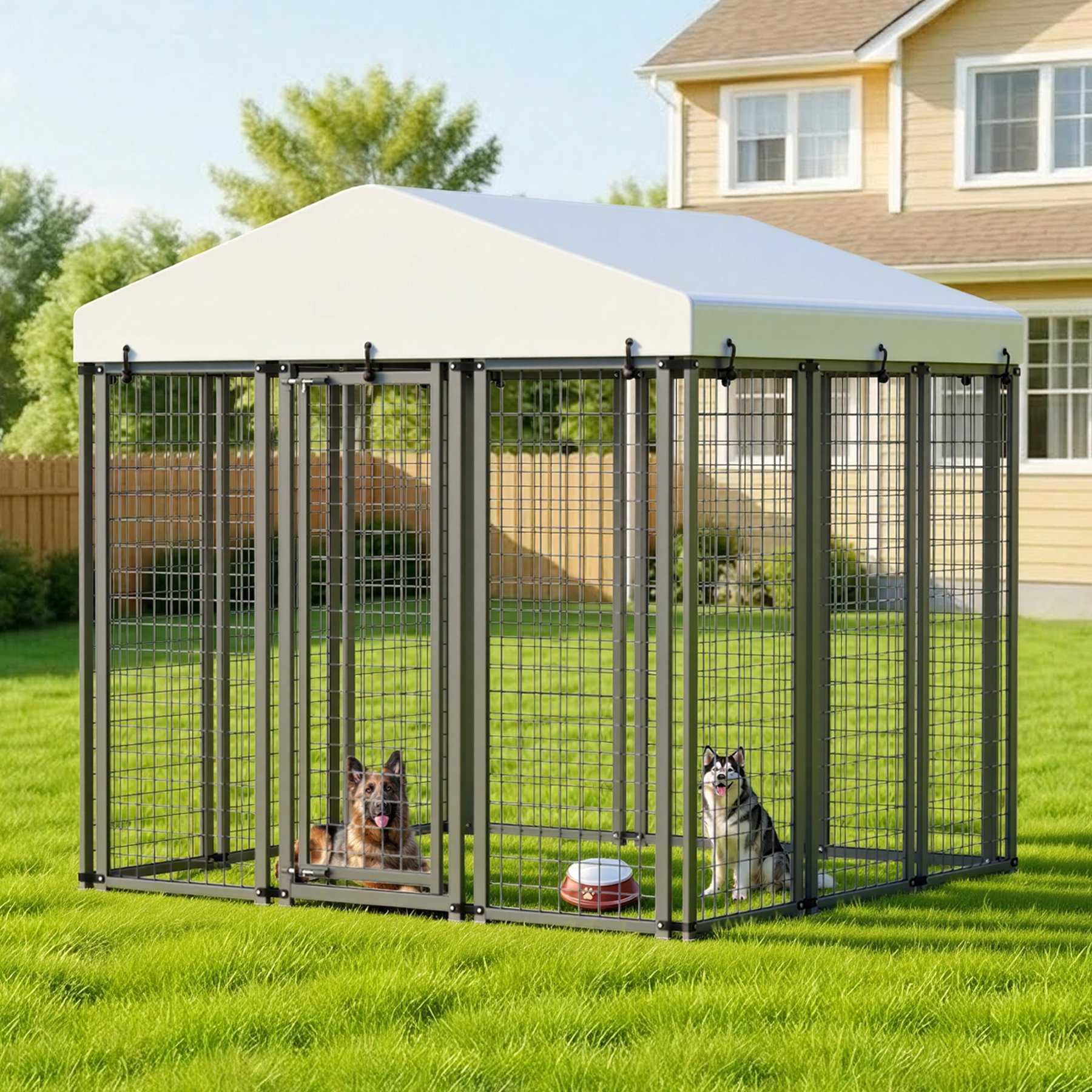 IronovaPets Outdoor Dog Kennel, Black, Medium: 72-in