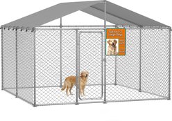 IronovaPets Heavy-Duty Fence-Style Design Reinforced Galvanized Outdoor Dog Kennel, 120-in