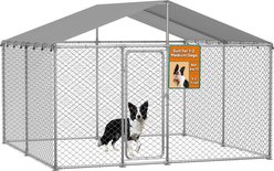 IronovaPets Heavy-Duty Fence-Style Design Reinforced Galvanized Outdoor Dog Kennel, 90-in