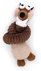 Cozy Tails Squeak Long Neck Fox Plush Rope Tug Dog Toy, Brown