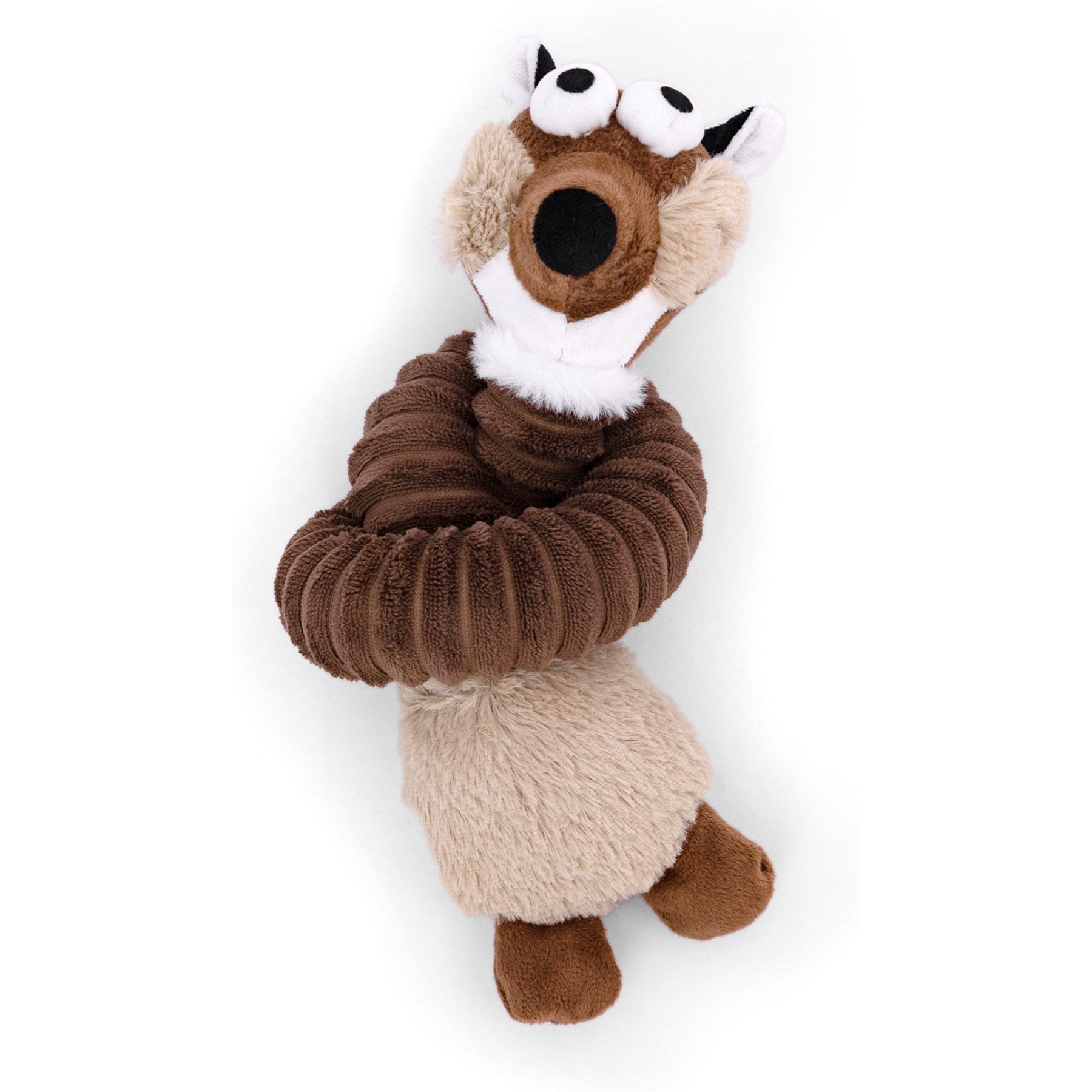 Cozy Tails Squeak Long Neck Fox Plush Rope Tug Dog Toy, Brown