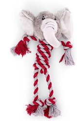 Cozy Tails Squeak Elephant Plush Rope Tug Dog Toy, Red