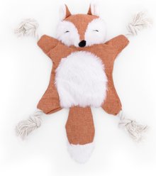 Cozy Tails Squeak Fox Crinkle Plush Rope Tug Dog Toy, Red
