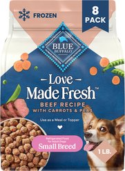 Blue Buffalo Love Made Fresh Fully Cooked Natural Beef Meatball Small Breed Dog Food, 1-lb pouch, bundle of 8