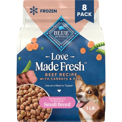 Blue Buffalo Blue Buffalo Love Made Fresh Frozen All Natural Beef Meatball with Carrots & Peas Dog Food, 1-lb pouch, bundle of 8