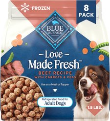 Blue Buffalo Love Made Fresh Fully Cooked Natural Beef Meatball Fresh Dog Food, 1.5-lb pouch, bundle of 8
