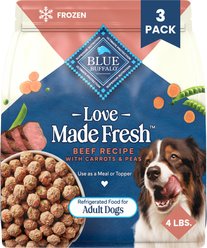 Blue Buffalo Love Made Fresh Fully Cooked Natural Beef Meatball Fresh Dog Food, 4-lb pouch, case of 3