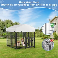 PawsNestParlor Outside 2 Rotating Bowls & Updated Secure Lock with Roof Escape-Proof Dog Kennal, Black, 48 x 48 x 51-in slide 2 of 6
