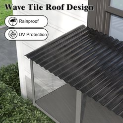 PawsNestParlor Waterproof Roof Window Catio Enclosure with Insect Net Metal Outdoor Cat House, 43.4 x 22.83 x 46.49-in, Grey slide 2 of 7