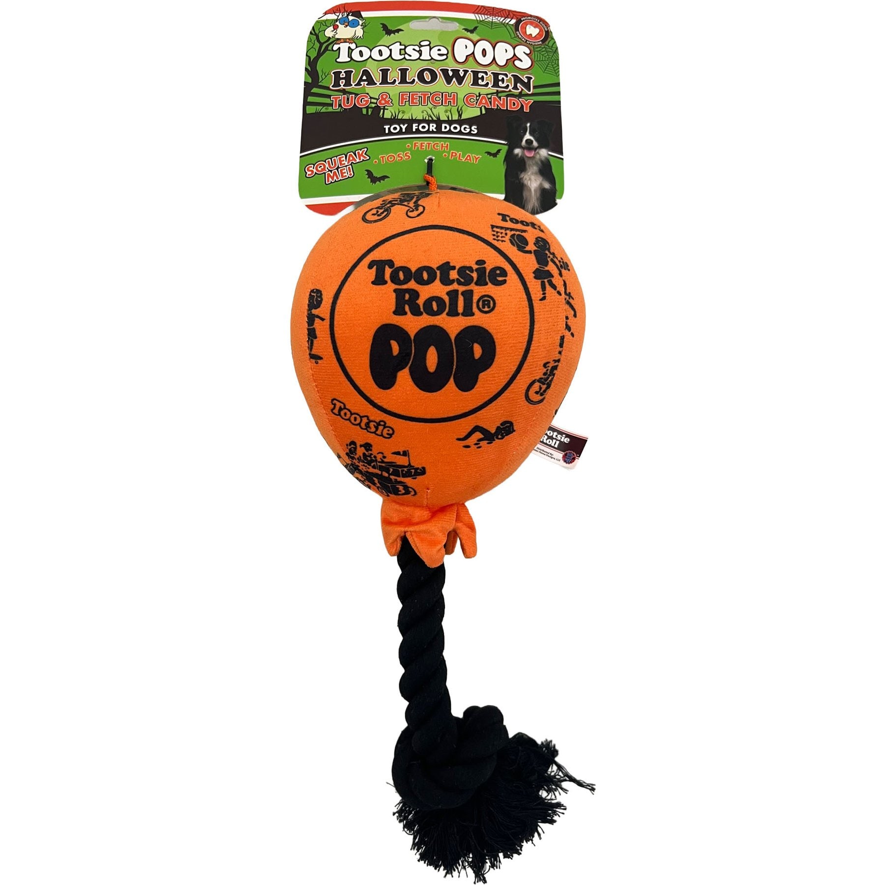 Tootsie Roll Halloween Lollipop Squeaky Dog Plush Toy