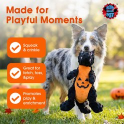 Bow-Wow Pet Halloween Growlloween T-Rex Squeaky Dog Plush Toy, Jack-O'-Lantern Print slide 2 of 4