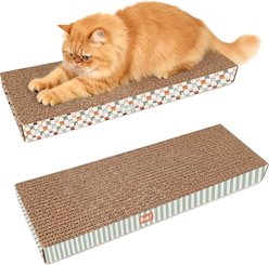 Cats Rock Dots Corrugated Cardboard Double-Sided Exercise Cat Scratcher Toy with Catnip, 2 count slide 1 of 6