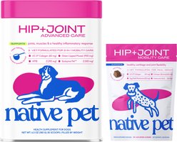 Native Pet Dog Hip & Joint Bundle: Advanced Care Powder + Mobility Care Chews, 6.3-oz, 60 count