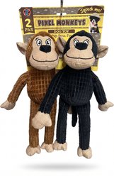 Bow-Wow Pet Plush Pixel Monkey Dog Toys, 2 count