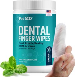 Pet MD Dental Finger Dog Dental Care Wipes, 50 count