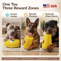 KADTC ALl IN ONE 2 in 1 Durable Corn Fillable Freeze Dog Chew Toy, Yellow, Large slide 2 of 9