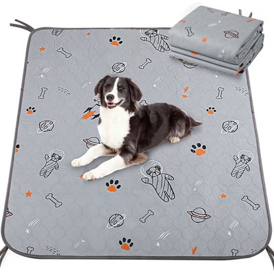 UPSKY UPSKY Washable Super Absorbent Waterproof Leakproof Potty Training Space Themed Dog Pee Pads, Grey, 2 count, 36 x 41-in