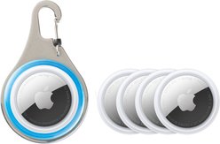 Nite Ize WearAbout Dog Clippable Tracker Holder, Blue + Apple AirTag 2nd Gen GPS Tracker Tag, 4 count
