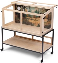 Coziwow Wooden Small Pet Cage with Storage Stand & Rolling Wheels, Natural, Large: 38.98-in slide 2 of 9