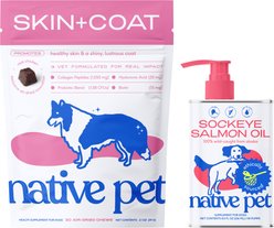 Native Pet Dog Skin & Coat Bundle: Sockeye Salmon Oil + Skin & Coat Chews