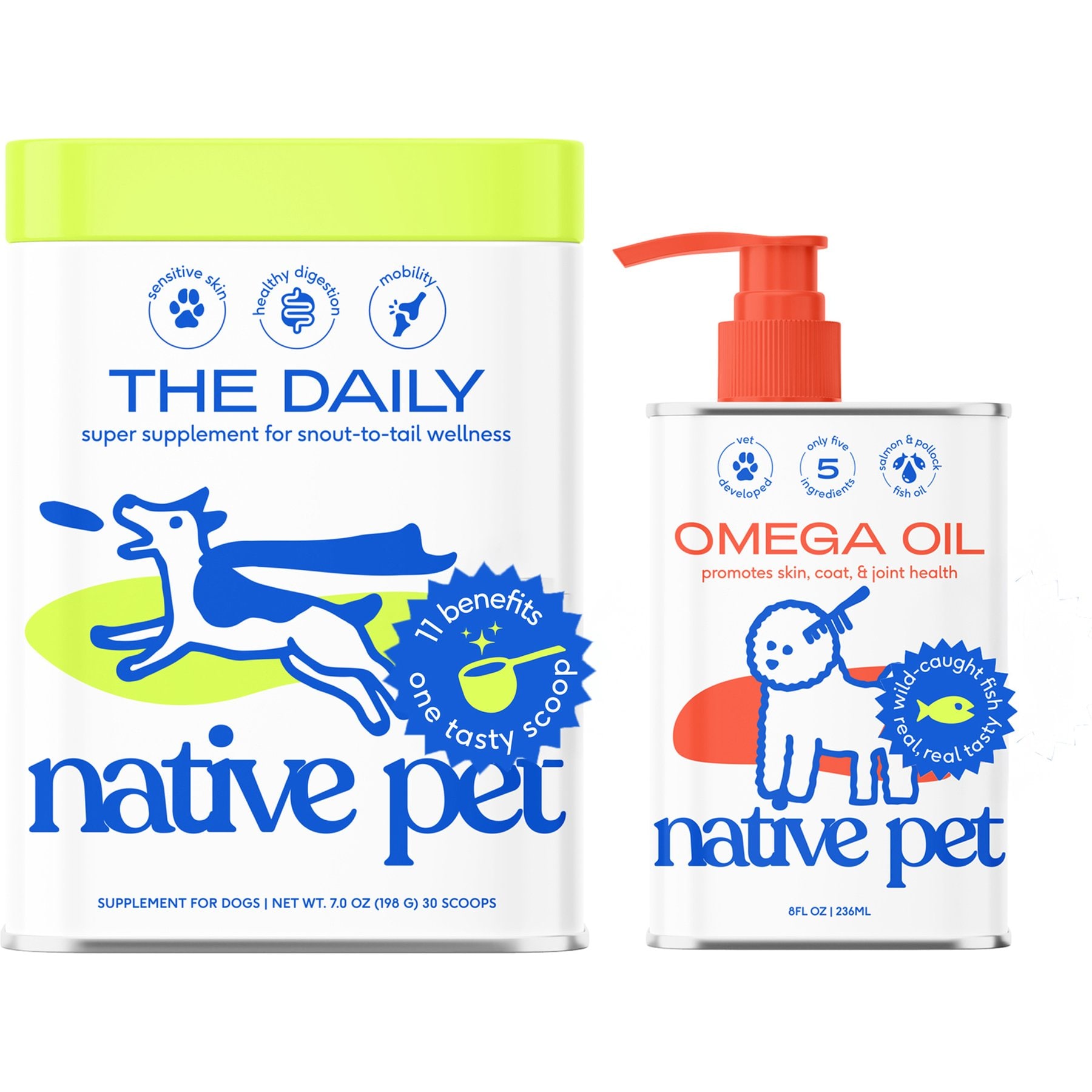 Native Pet Daily Wellness Bundle: The Daily Multivitamin + Omega Oil for Dogs