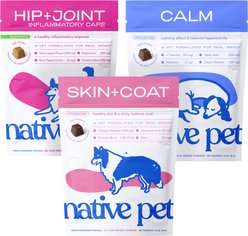 Native Pet 3-in-1 Dog Chews Bundle: Calming, Hip & Joint, Skin & Coat