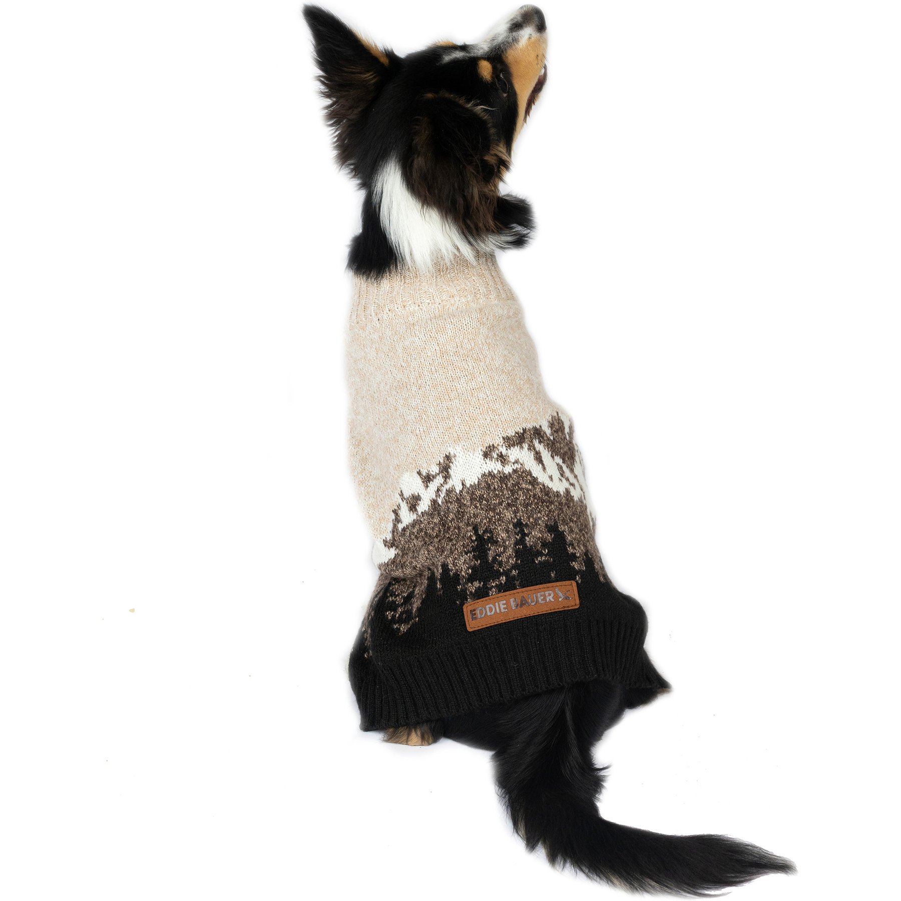 Eddie Bauer Mountain Landscape Dog Sweater, Heathered Oatmeal, Small