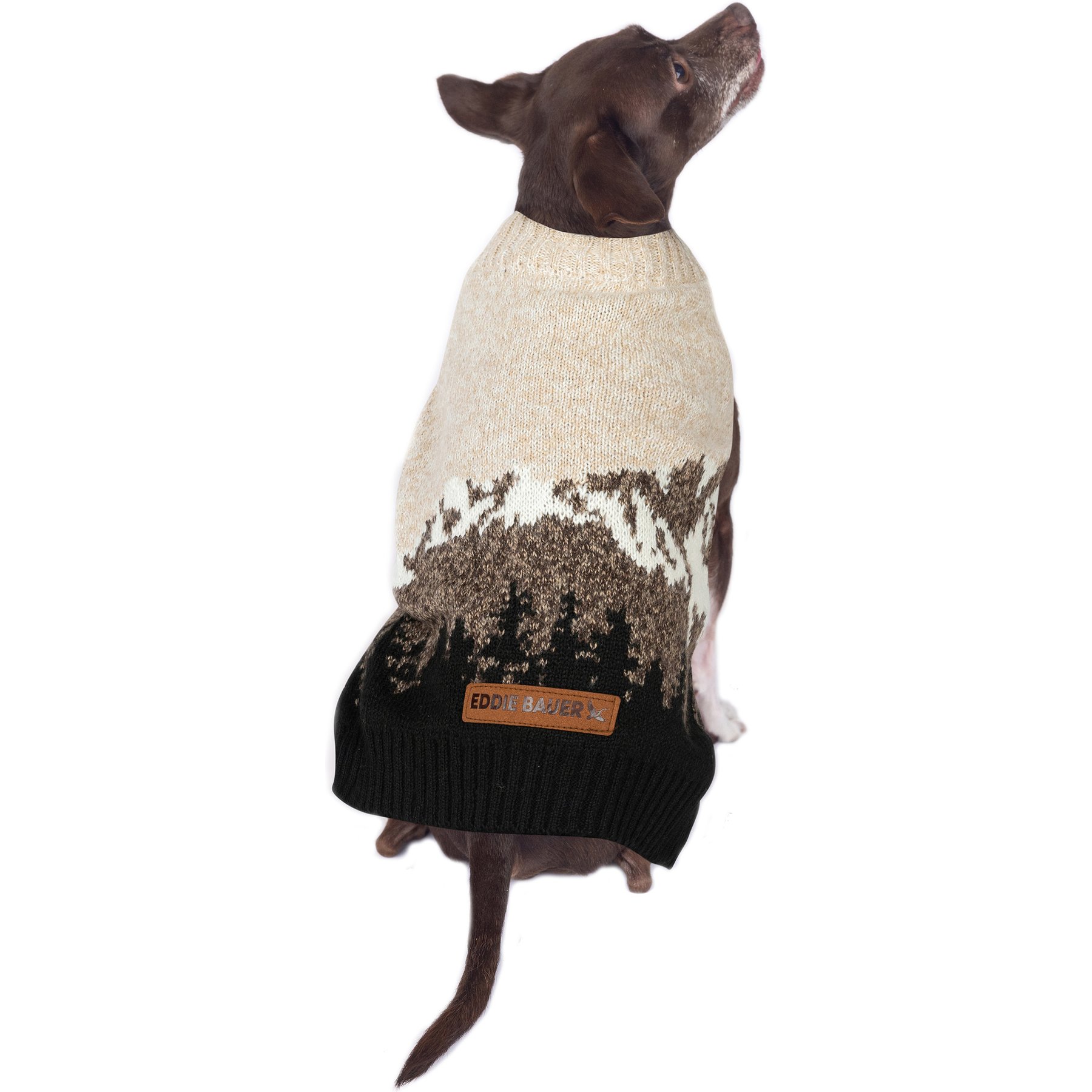 Eddie Bauer Mountain Landscape Dog Sweater, Heathered Oatmeal, X-Small