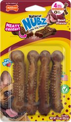 Nylabone Nubz Meaty Center Small Beef Hard Dog Chew Treats, 4 count slide 1 of 9