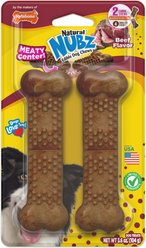 Nylabone Nubz Meaty Center Large Beef Hard Dog Chew Treats, 2 count