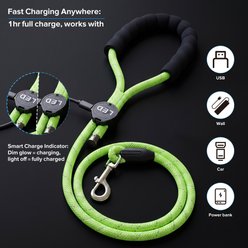 MEGAPAWS LED Light Up Reflective Nylon Dog Leash with Type-C Charging, 4-ft long, 3/8-in wide, Pink slide 2 of 7