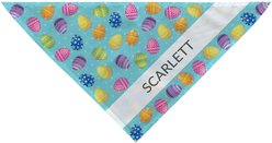 PGS Colorful Eggs with Name Personalized Dog Bandana, Teal/Purple/Pink/White, Large