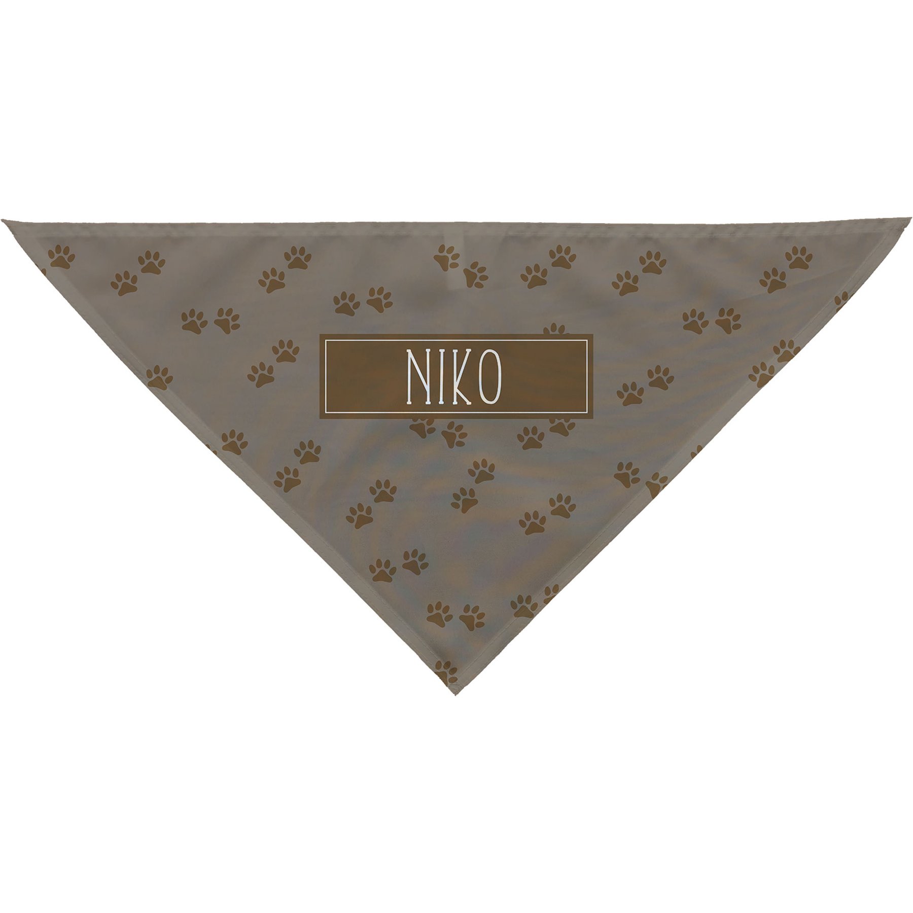 PGS Brown Paws with Name in Box Personalized Dog Bandana, Brown/White, Medium