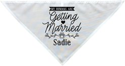 PGS My Humans Are Getting Married Personalized Dog Bandana, White/Black/Gold, Small