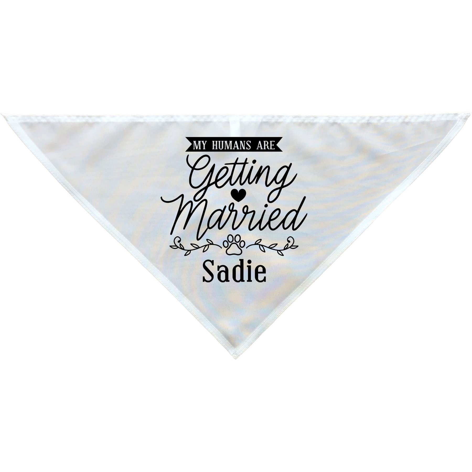 PGS My Humans Are Getting Married Personalized Dog Bandana, White/Black/Gold, Small