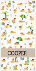 PGS Golden Retriever Beachy Waterdog Breeds White Sublimatable Dog Beach Towel, White/Yellow/Brown/Blue/Green/Orange, 30 x 60-in