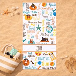 PGS Pups on Floaties Static Ward art White Sublimatable Dog Beach Towel, White/Yellow/Brown/Blue/Green/Orange, 30 x 60-in slide 2 of 3