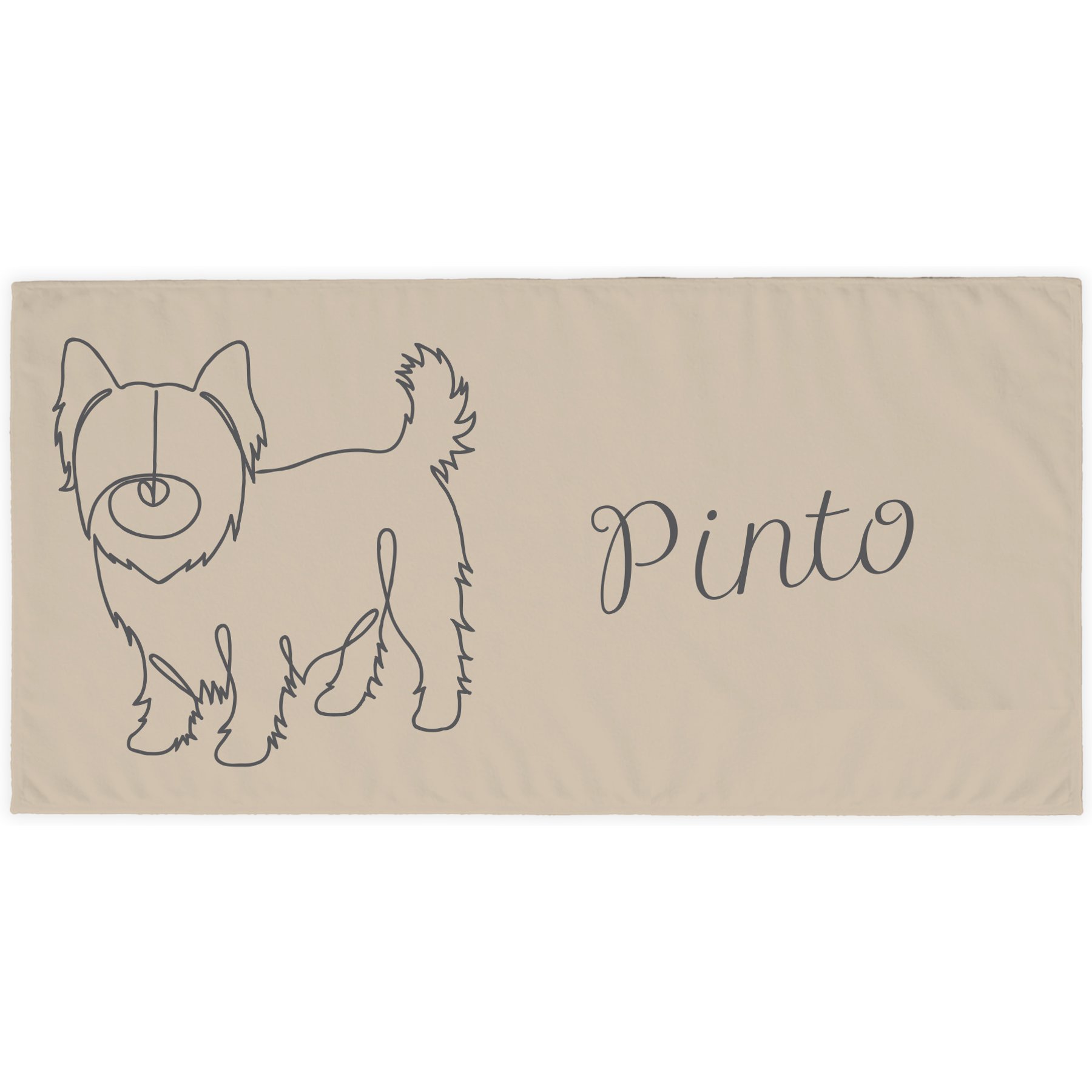 PGS Yorkie Cashmere Script Name with Pet Doodle & Background Color White Sublimatable Dog Beach Towel, 30 x 60-in