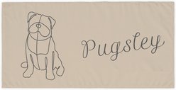 PGS Pug Cashmere Script Name with Pet Doodle & Background Color White Sublimatable Dog Beach Towel, 30 x 60-in
