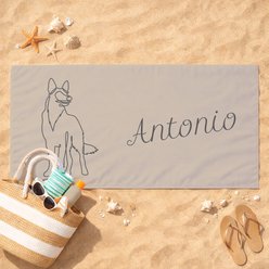 PGS German Shepherd Bulldog Cashmere Script Name with Pet Doodle & Background Color White Sublimatable Dog Beach Towel, 30 x 60-in slide 2 of 4