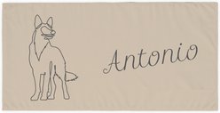 PGS German Shepherd Bulldog Cashmere Script Name with Pet Doodle & Background Color White Sublimatable Dog Beach Towel, 30 x 60-in