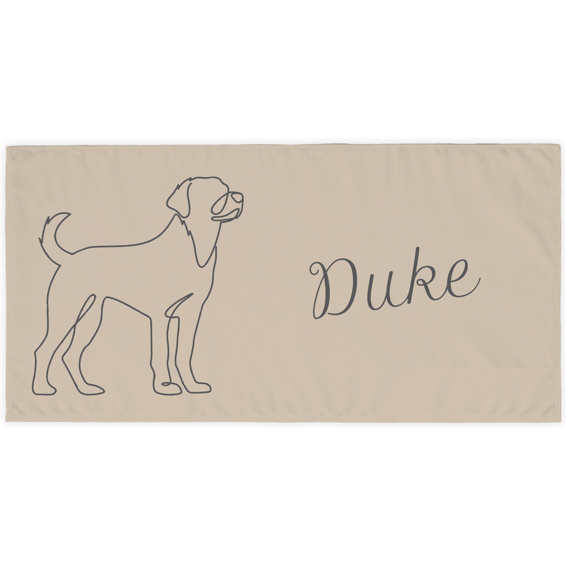 PGS Labrador Cashmere Script Name with Pet Doodle & Background Color White Sublimatable Dog Beach Towel, 30 x 60-in