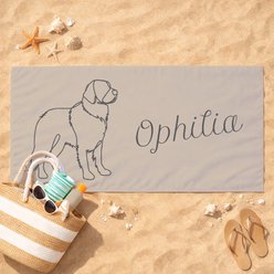 PGS Golden Retriever Cashmere Script Name with Pet Doodle & Background Color White Sublimatable Dog Beach Towel, 30 x 60-in slide 2 of 4